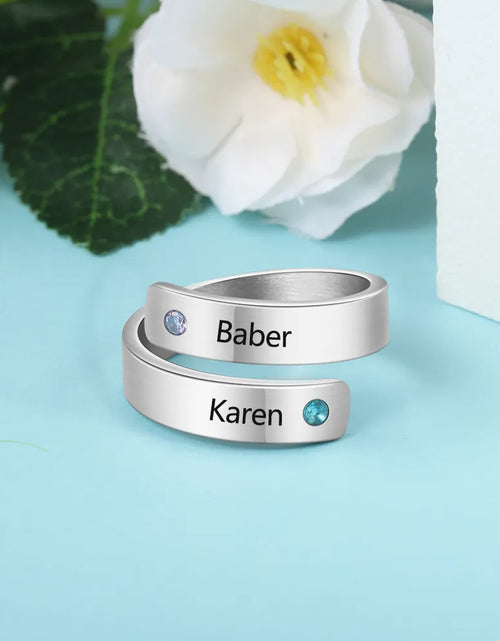 Load image into Gallery viewer, Personalized Mothers Rings Custom Name Birthstone Wrap Rings for Women Engraved Jewelry Anniversary Gifts for Mom
