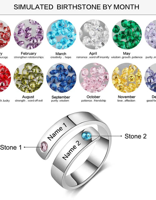 Load image into Gallery viewer, Personalized Mothers Rings Custom Name Birthstone Wrap Rings for Women Engraved Jewelry Anniversary Gifts for Mom
