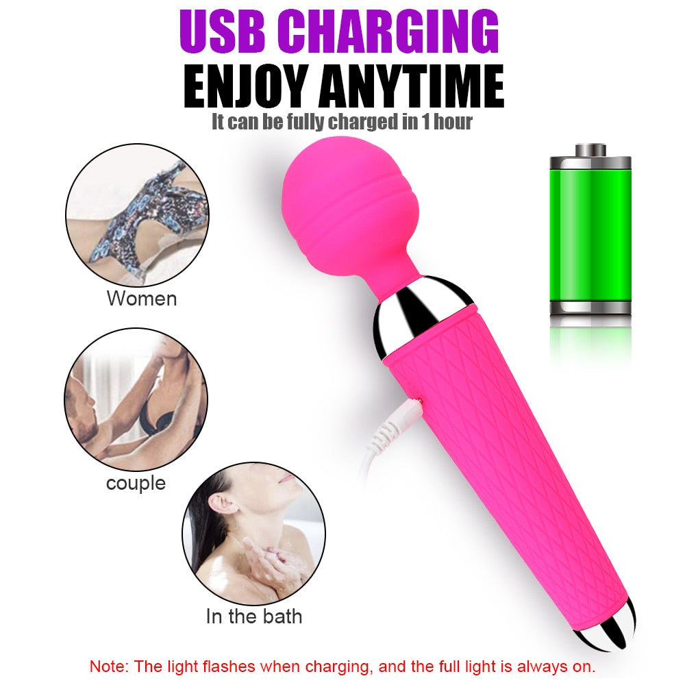 Powerful Clitoris Dildo Vibrator Erotic Sex Toys for Women 10 Patterns Vibration Magic Wand G-spot Massager Female Masturbator