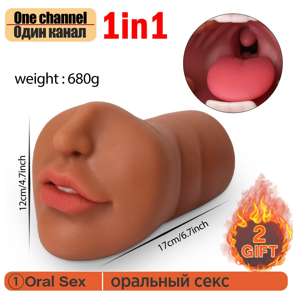 3 IN 1 Sex Toys Masturbation For Men Deep Throat Artificial  Real Pussy Oral Male MasturbatorBlowjob Realistic Rubber Vagina