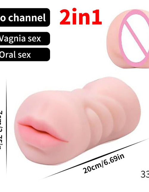 Load image into Gallery viewer, Realistic Vagina Male Masturbator Oral Mouth Aircraft Cup Real Pussy Sexo Intimate Goods Deep Throat Double Hole Sex Toy for Men
