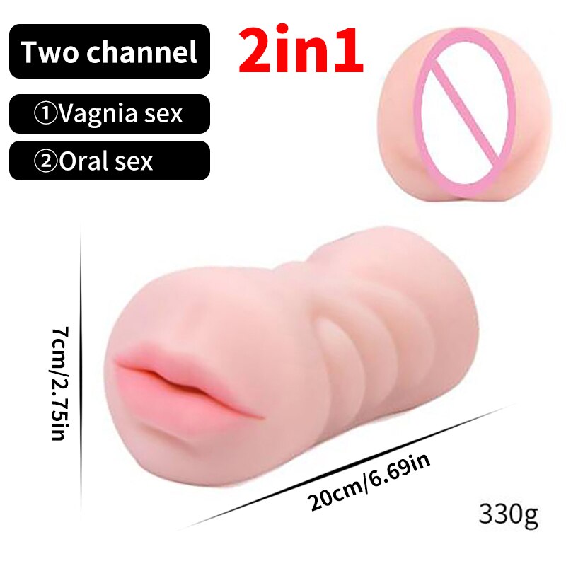 Realistic Vagina Male Masturbator Oral Mouth Aircraft Cup Real Pussy Sexo Intimate Goods Deep Throat Double Hole Sex Toy for Men