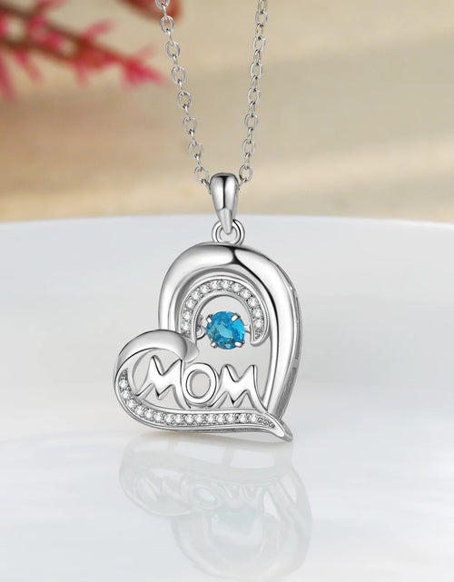 Load image into Gallery viewer, Mother&#39;s Day Personalized MOM Birthstone &amp; Name Necklace Love Heart Pendants Custom Birthday Gifts for Women Mom Wife
