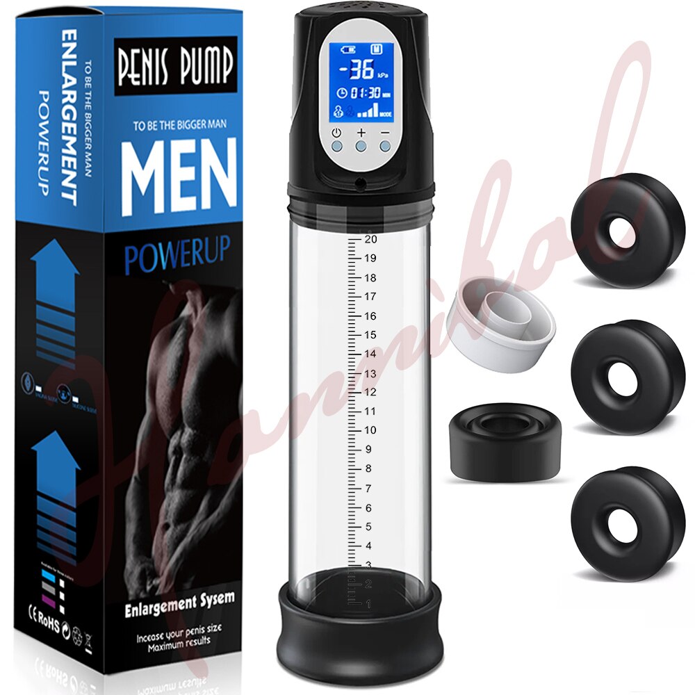 LCD Electric Penis Pump Male Masturbator Cup Dick Extender Vacuum Pump Penis Enlargement Pump Trainer Sex Toy for Men