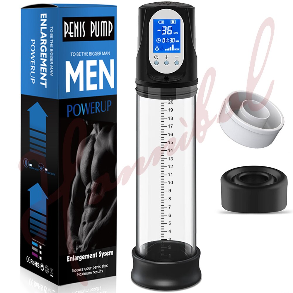 LCD Electric Penis Pump Male Masturbator Cup Dick Extender Vacuum Pump Penis Enlargement Pump Trainer Sex Toy for Men