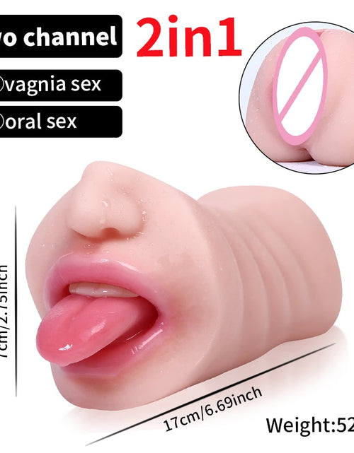 Load image into Gallery viewer, Realistic Vagina Male Masturbator Oral Mouth Aircraft Cup Real Pussy Sexo Intimate Goods Deep Throat Double Hole Sex Toy for Men
