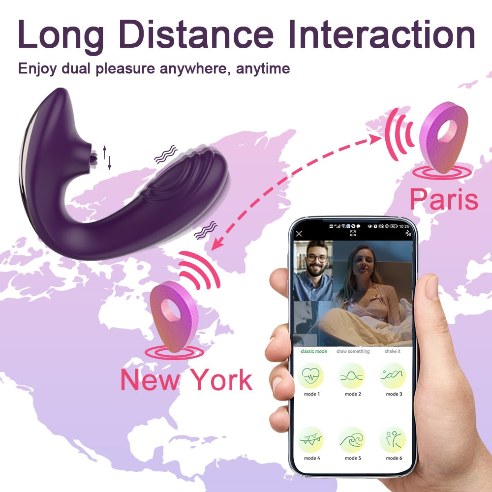 Powerful Bluetooth APP Vibrator Female with Tongue Licking Clitoris Stimulator G Spot Massager Adult Goods Sex Toys for Women