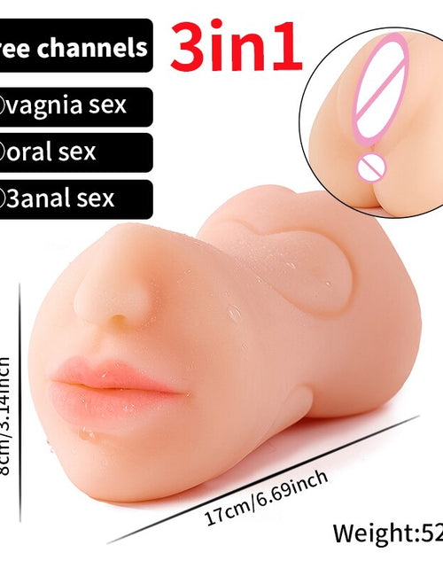 Load image into Gallery viewer, Realistic Vagina Male Masturbator Oral Mouth Aircraft Cup Real Pussy Sexo Intimate Goods Deep Throat Double Hole Sex Toy for Men
