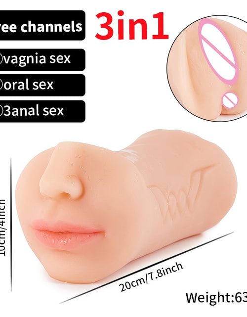 Load image into Gallery viewer, Realistic Vagina Male Masturbator Oral Mouth Aircraft Cup Real Pussy Sexo Intimate Goods Deep Throat Double Hole Sex Toy for Men
