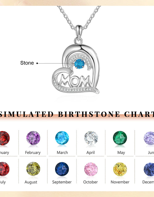 Load image into Gallery viewer, Mother&#39;s Day Personalized MOM Birthstone &amp; Name Necklace Love Heart Pendants Custom Birthday Gifts for Women Mom Wife
