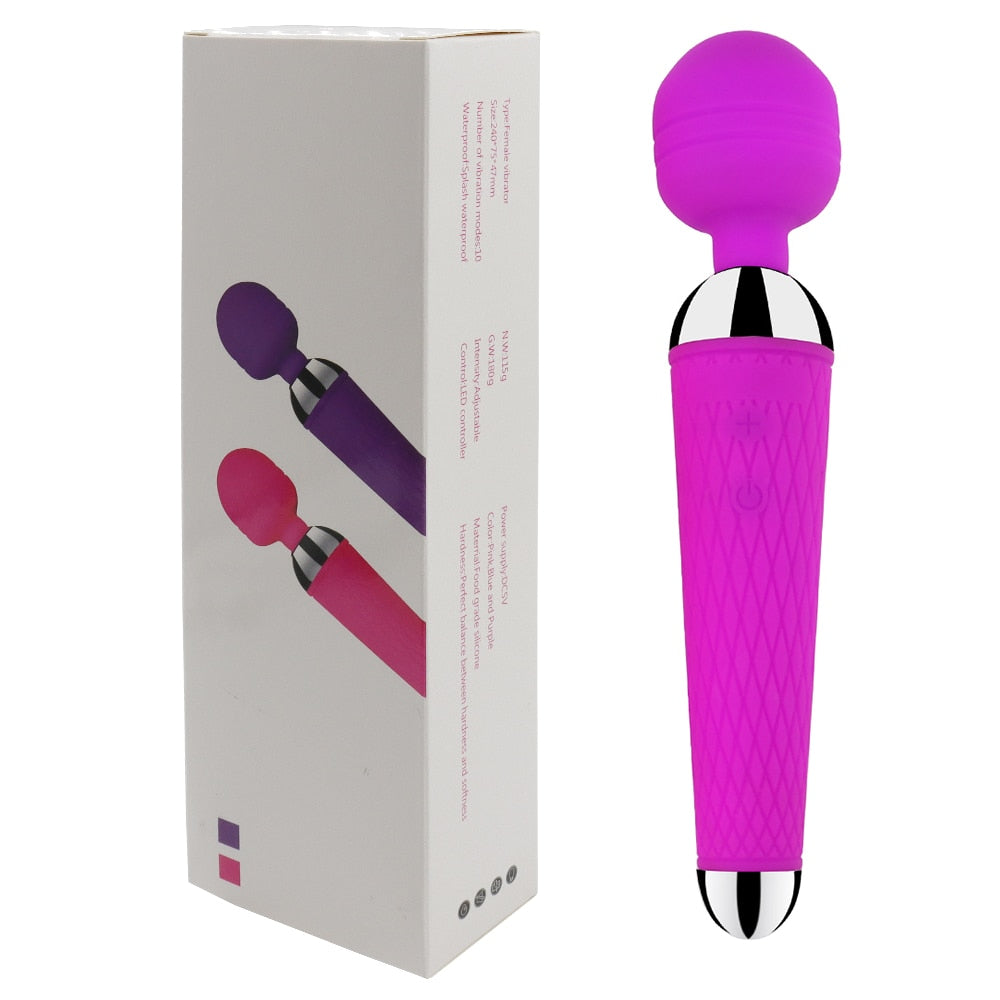 Powerful Clitoris Dildo Vibrator Erotic Sex Toys for Women 10 Patterns Vibration Magic Wand G-spot Massager Female Masturbator