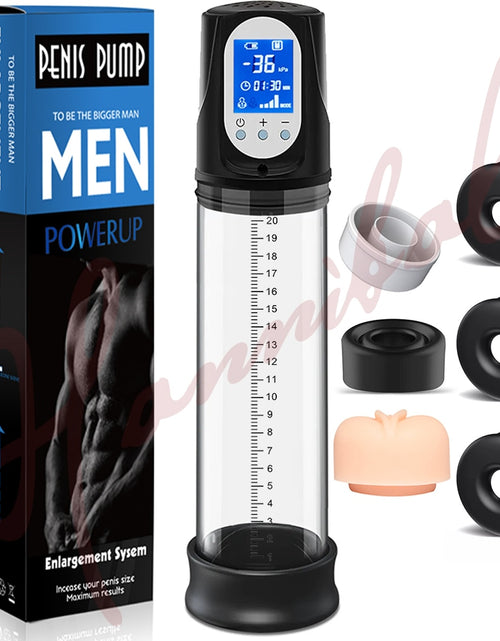 Load image into Gallery viewer, LCD Electric Penis Pump Male Masturbator Cup Dick Extender Vacuum Pump Penis Enlargement Pump Trainer Sex Toy for Men
