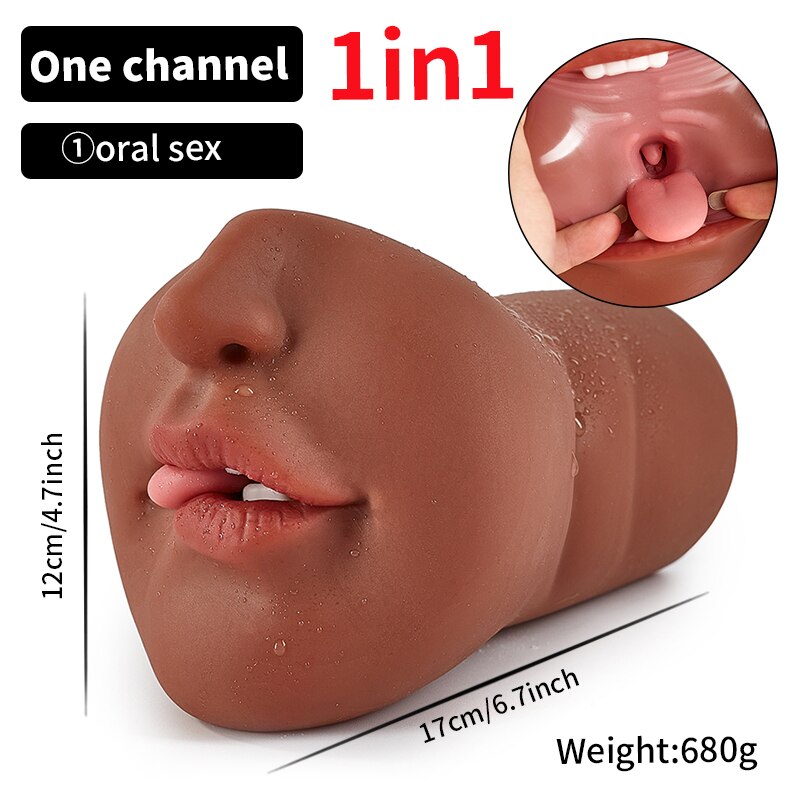 Realistic Vagina Male Masturbator Oral Mouth Aircraft Cup Real Pussy Sexo Intimate Goods Deep Throat Double Hole Sex Toy for Men