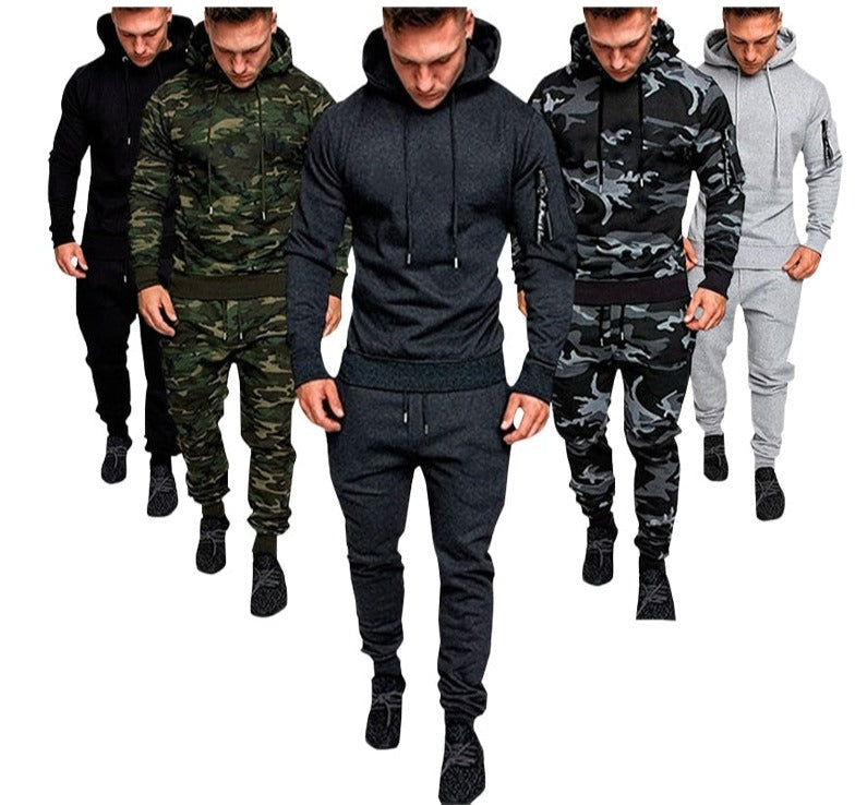 Tracksuit Military Hoodie 2 Pieces Sets Costom Your Logo Camouflage Muscle Man Autumn Winter Tactical Sweat Jacket Pants