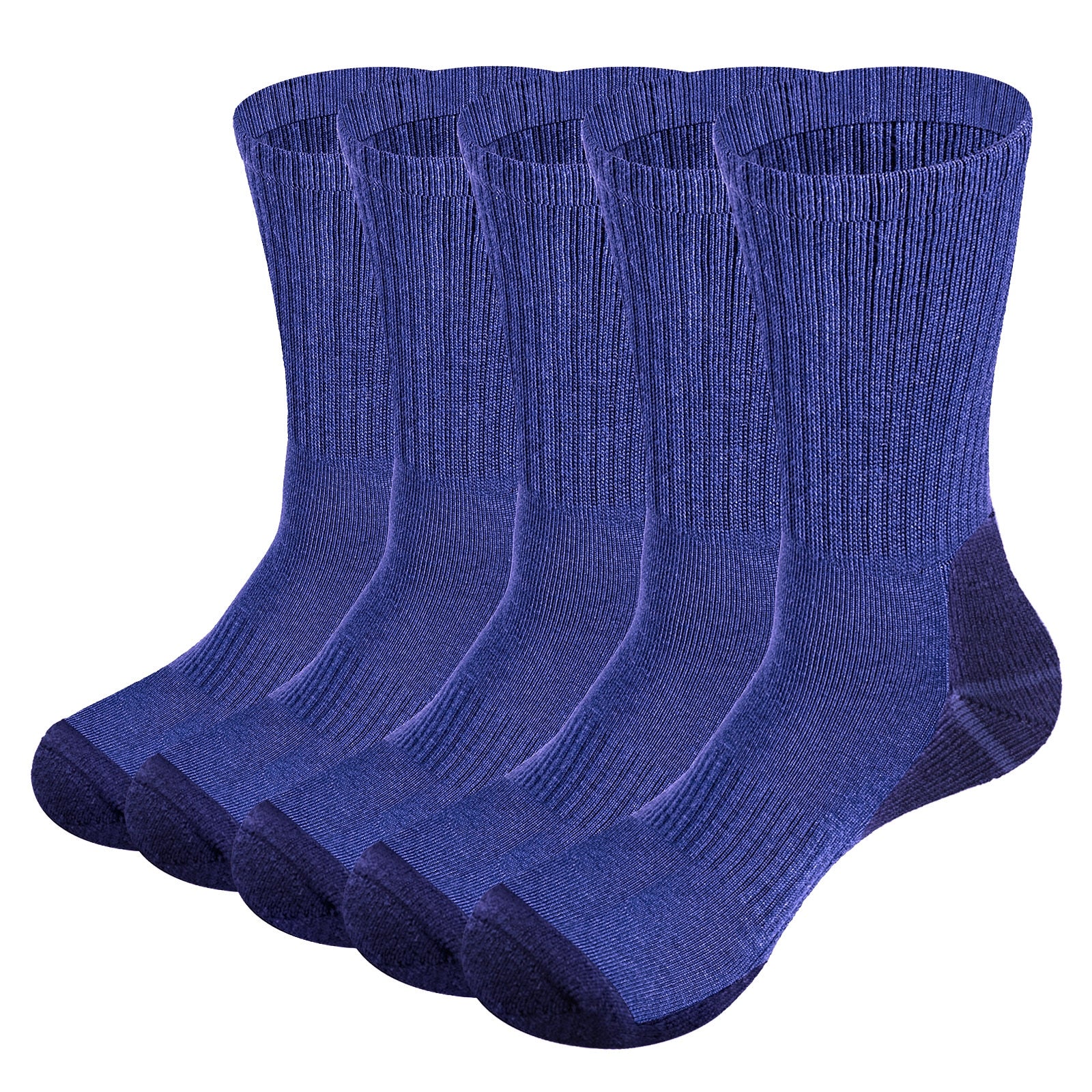 Mens Moisture Wicking Mid Calf Thermal Work Boot Sports Hiking Trekking Socks( 5 Pairs/Pack)