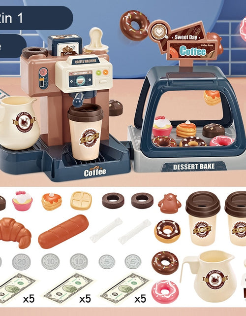 Load image into Gallery viewer, Kids Coffee Machine Toy Set Kitchen Toys Simulation Food Bread Coffee Cake Pretend Play Shopping Cash Register Toys For Children
