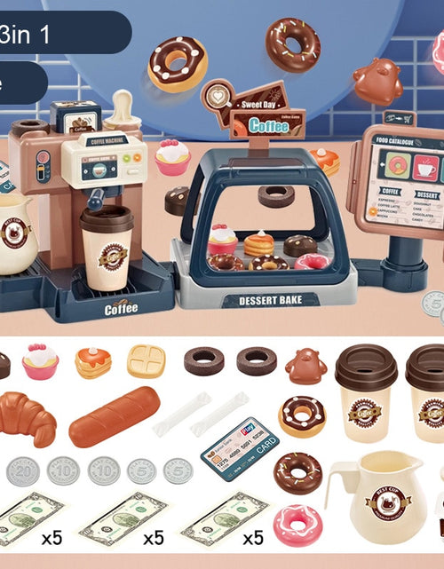 Load image into Gallery viewer, Kids Coffee Machine Toy Set Kitchen Toys Simulation Food Bread Coffee Cake Pretend Play Shopping Cash Register Toys For Children
