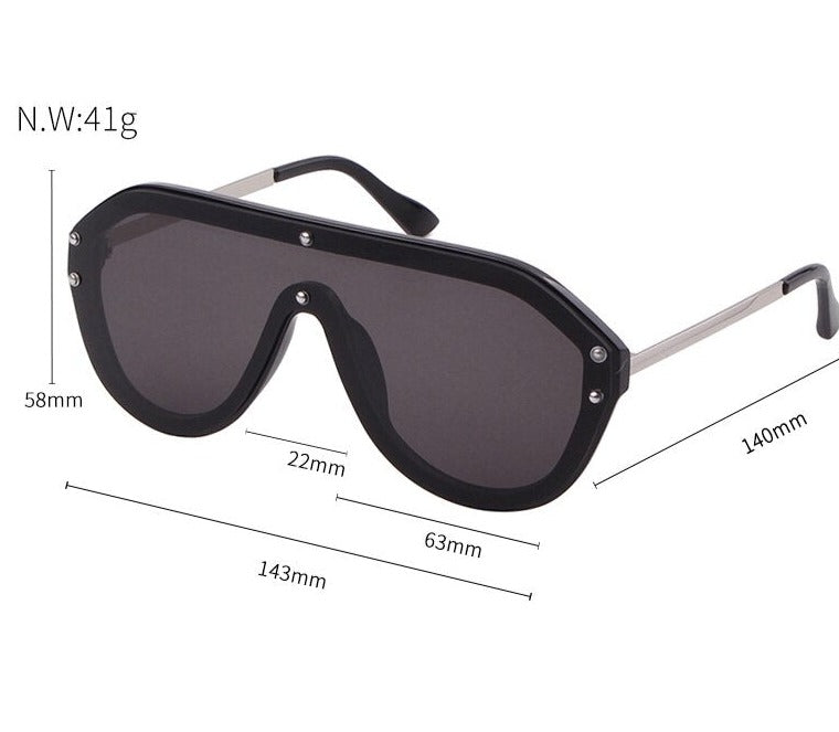 Oversized Aviation Sunglasses Women Brand Design Futuristic Shield Big Frame Female Flat Top Sun Glasses One Piece Shades S016