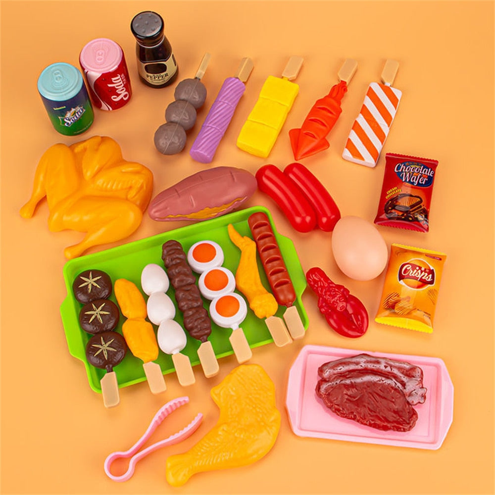 Baby Pretend Play Kitchen Kids Toys Simulation Barbecue Cookware Cooking Food Role Play Educational Gift Toys for Children