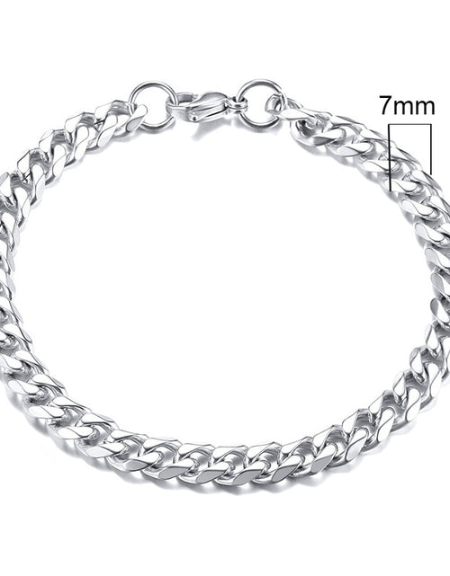 Load image into Gallery viewer, Mens Simple 3-11mm Stainless Steel Curb Cuban Link Chain Bracelets for Women Unisex Wrist Jewelry Gifts
