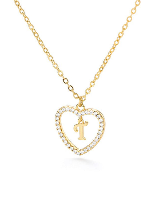 Load image into Gallery viewer, Heart Initial Necklace For Women Hollow Zircon Alphabet Necklaces Letter Pendant 2022 Trend Couple Jewelry Gift collier femme
