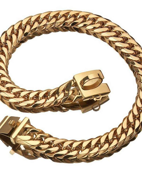 Load image into Gallery viewer, Pet Chain Dog Collar Leash 17mm Gold Stainless Steel Necklace French Bulldog Pitbull Collar Strap Dropshipping Pet Suppliers
