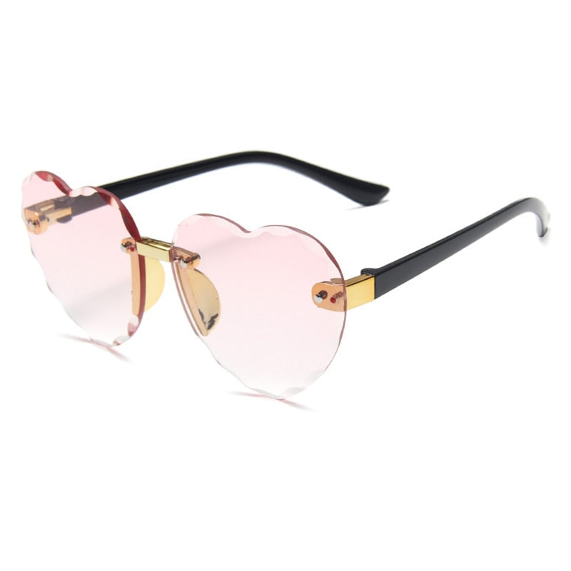 Kids Sunglasses Fashion Heart Shape Sun Glasses Lens Alloy Kids Sunglasses female Eyewear Frame Driver Goggles