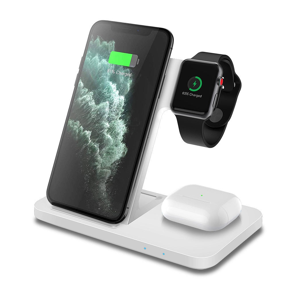 15W Fast Wireless Charger Dock Station For iPhone 14 13 12 11 XS XR X 8 Apple Watch 8 7 6 SE 5 AirPods 3 Pro Charging Stand