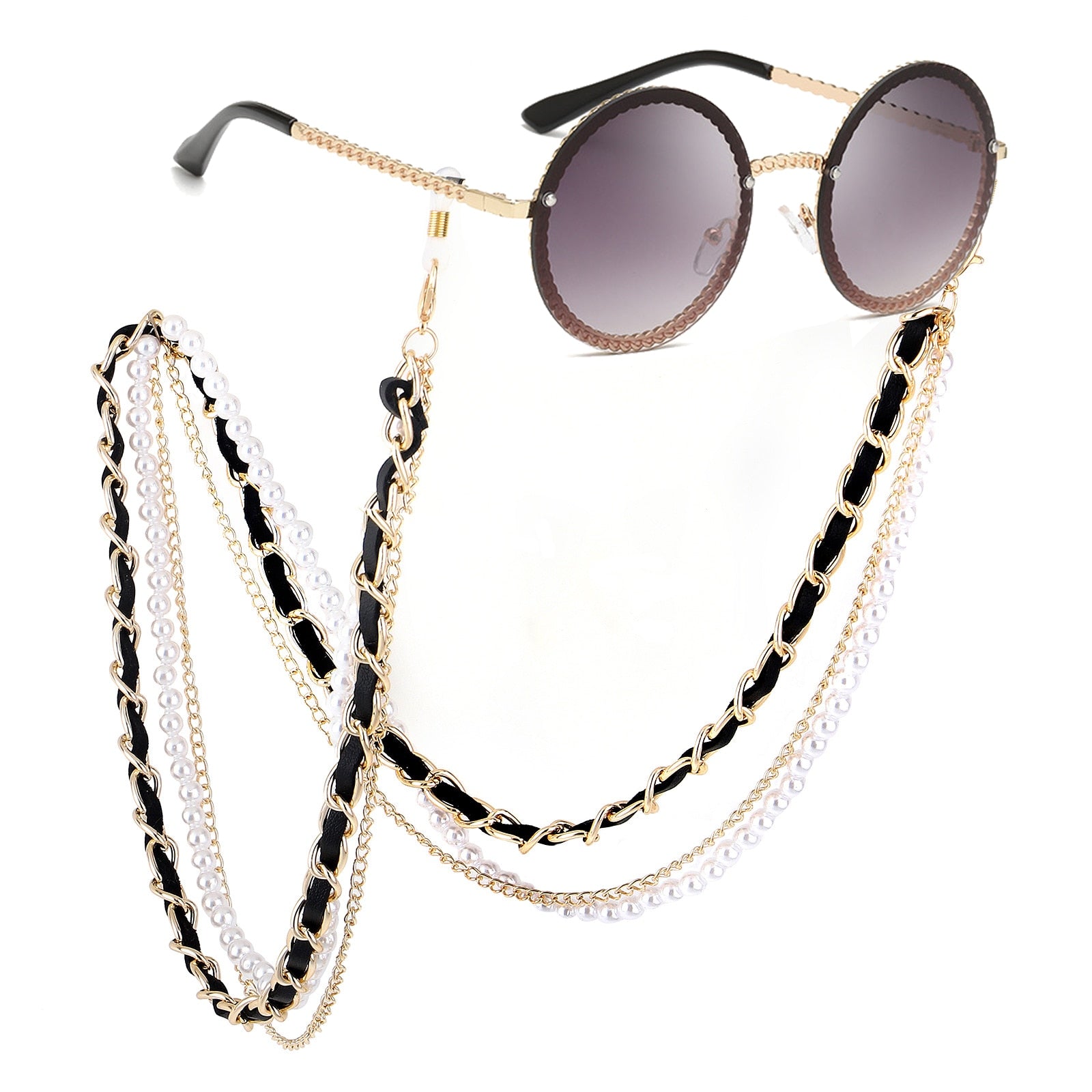 White Pearl Sunglasses Chain Women Lanyard with Strap Eye Glasses Accessories for lady (only chain no glasses)