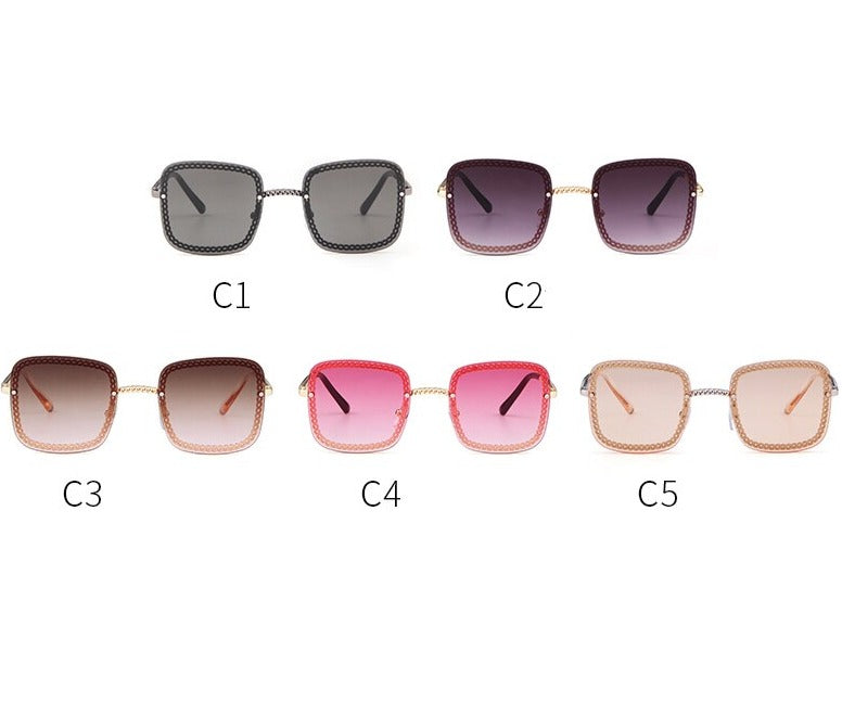 Vintage NO Chain Sunglasses Women Square Frame 2019 Luxury Brand Design Retro Rimless Sun Glasses Lady Female Shades S017