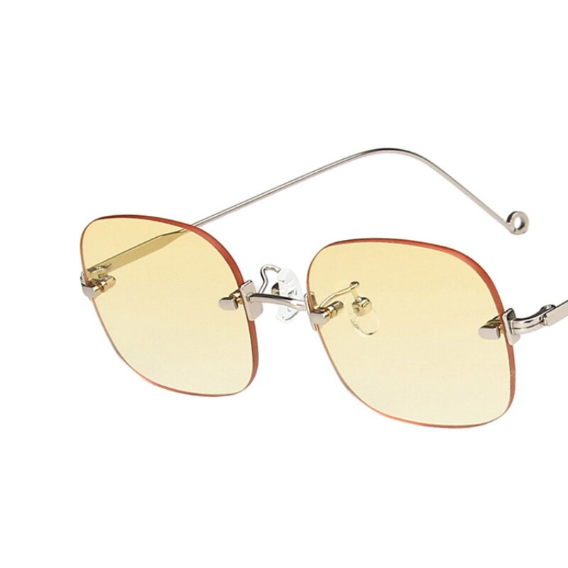 Retro Metal Square Sunglasses Anti-blue Light Brand Designer Sun Glasses For Women Alloy Mirror Female Frameless Flat Mirror