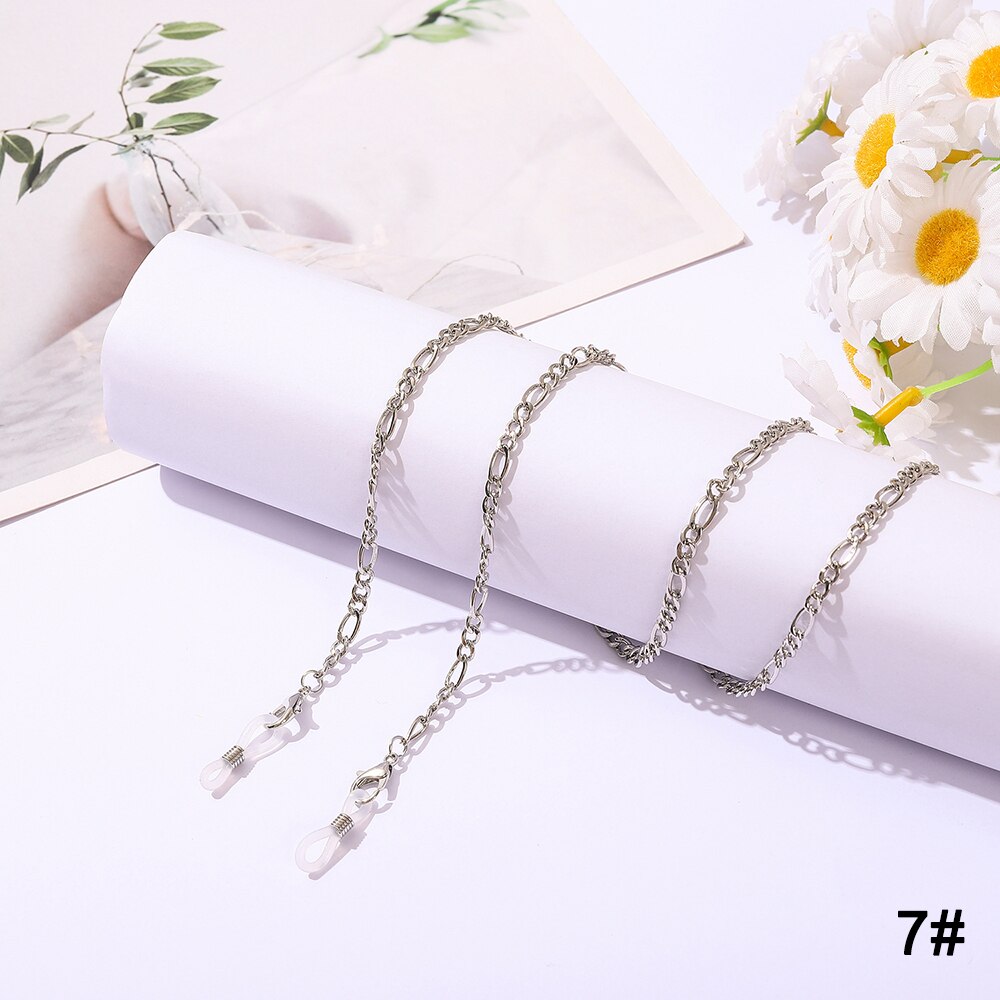 Silver Color Sunglasses Chain Face Mask Lanyard Fashion Reading Glasses Chains Mask Holder Strap Accessories for Women