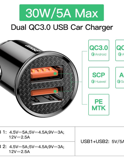 Load image into Gallery viewer, 30W USB Car Charger Quick Charge 4.0 3.0 FCP SCP USB PD For Xiaomi iPhone 12 13 14 Pro Fast Charging Car Phone Charger
