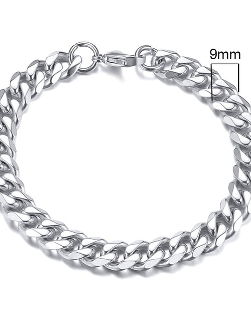 Load image into Gallery viewer, Mens Simple 3-11mm Stainless Steel Curb Cuban Link Chain Bracelets for Women Unisex Wrist Jewelry Gifts
