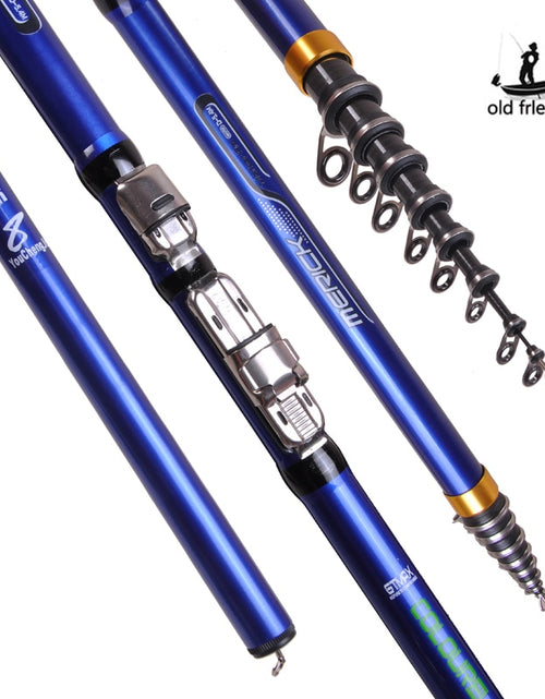 Load image into Gallery viewer, Carbon fiber 3.6M 4.5M 5.4M 6.3M Spinning Fishing Rod M Power Telescopic Rock Fishing Rod Carp Feeder Rod Surf Spinning Rod
