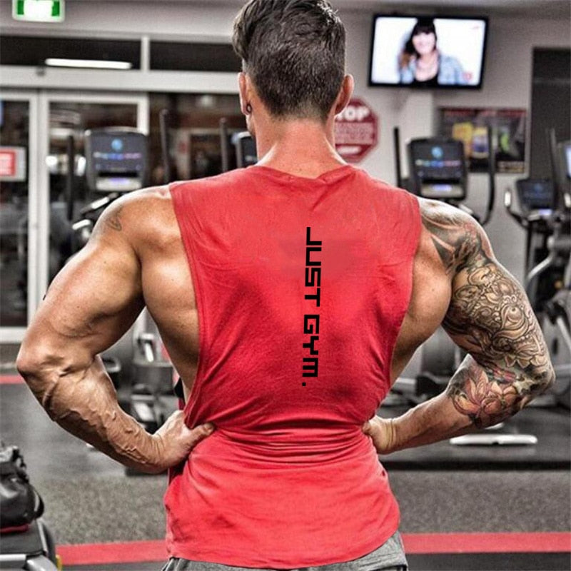 Just Gym Clothing Fitness Mens Sides Cut Off T-shirts Dropped Armholes Bodybuilding Tank Tops Workout Sleeveless Vest