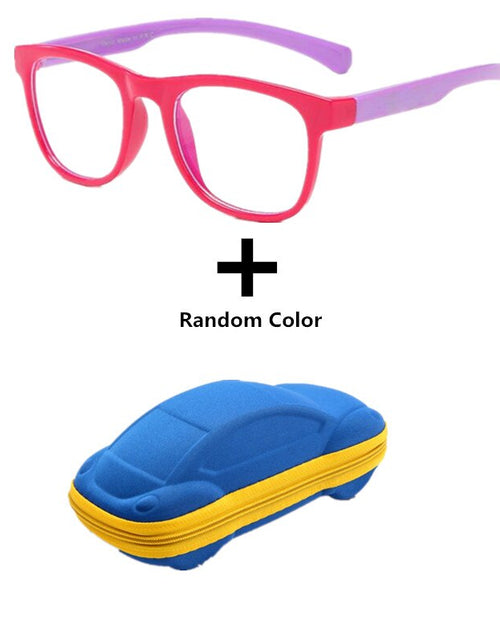 Load image into Gallery viewer, Anti blue Light Kids Glasses Boys Girls Optical Frame Computer Transparent Glasses Children Silicone Soft Eyeglasses +Car Case
