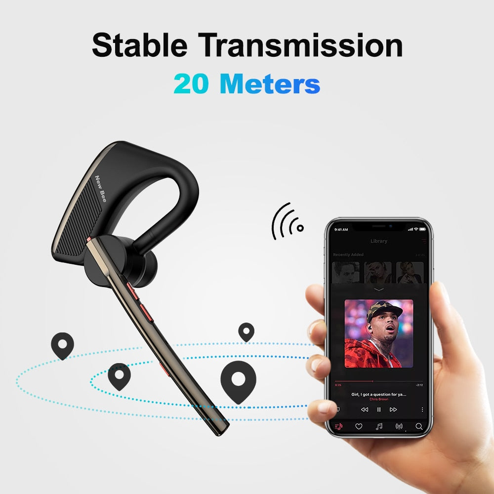 New Bluetooth 5.2 Headset Wireless Earphones Headphone with Dual Mic Hands-free Earpiece CVC8.0 Noise Cancelling Earbuds