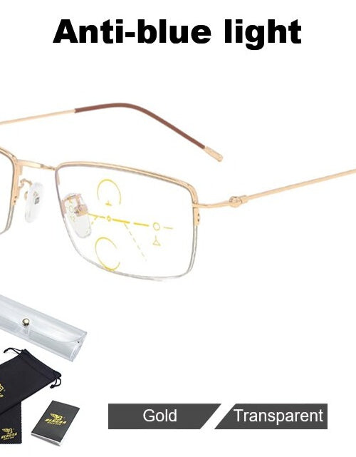 Load image into Gallery viewer, Ultra Light Anti Blue Light Reading Glasses Men Progressive Multifocal Looking Far And Near Eyeglasses Elderly Business Glasses
