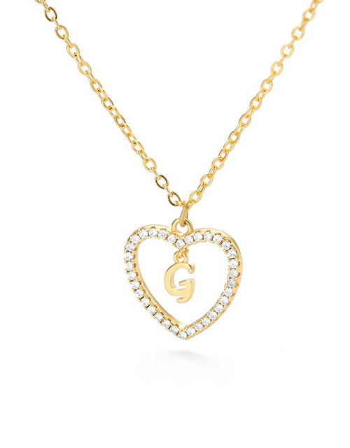 Load image into Gallery viewer, Heart Initial Necklace For Women Hollow Zircon Alphabet Necklaces Letter Pendant 2022 Trend Couple Jewelry Gift collier femme
