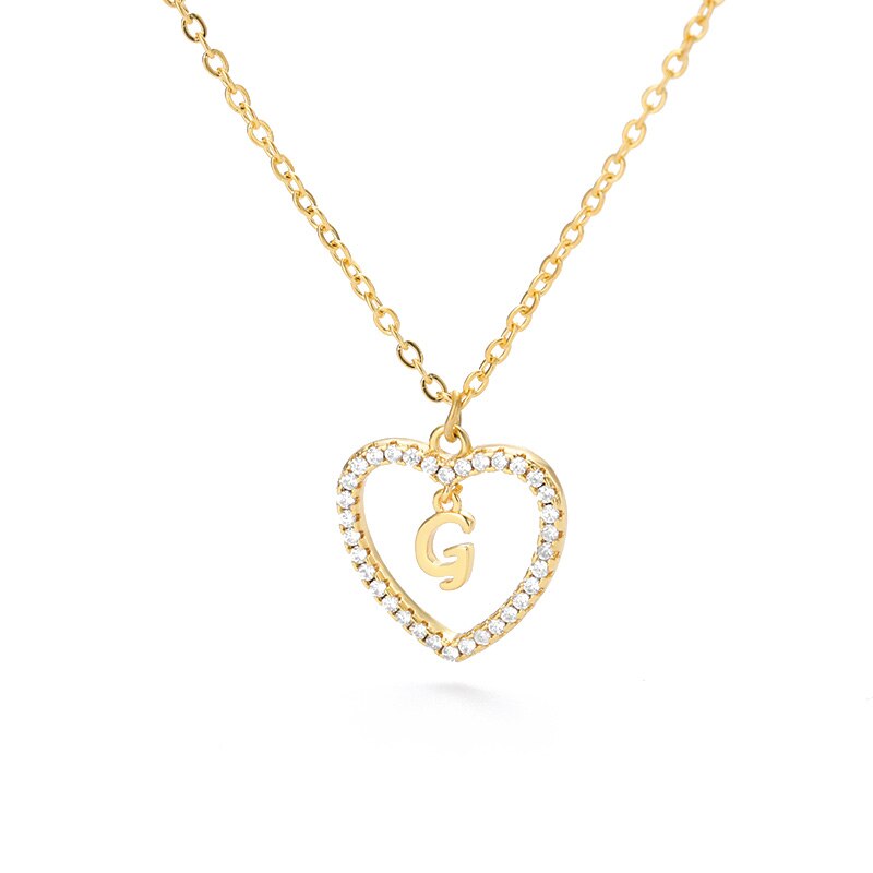 Heart Initial Necklace For Women Hollow Zircon Alphabet Necklaces Letter Pendant 2022 Trend Couple Jewelry Gift collier femme