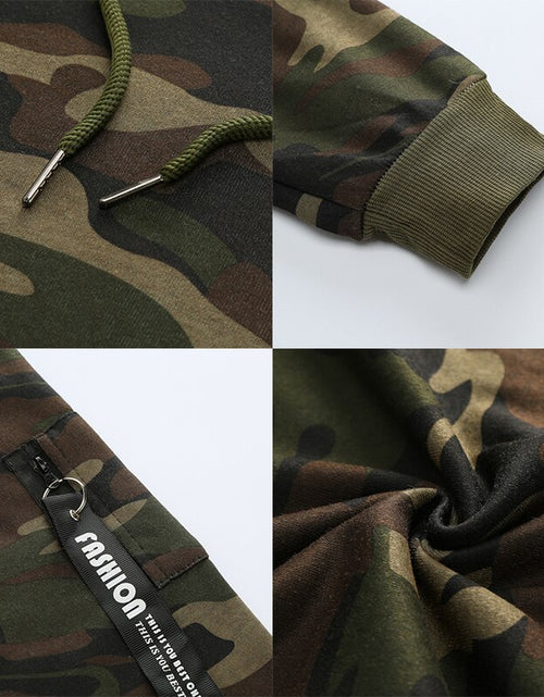 Load image into Gallery viewer, Tracksuit Military Hoodie 2 Pieces Sets Costom Your Logo Camouflage Muscle Man Autumn Winter Tactical Sweat Jacket Pants
