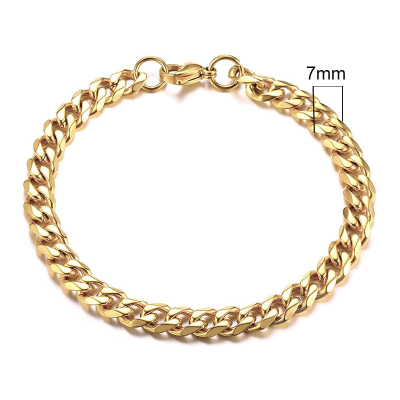 3-11mm Chunky Miami Curb Chain Bracelet for Men, Stainless Steel Cuban Link Chain Wristband Classic Punk Heavy Male Jewelry