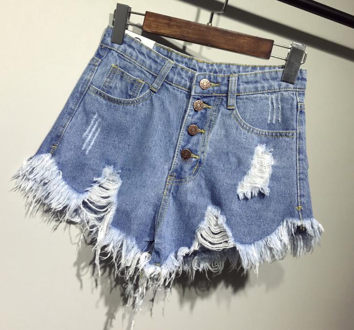 casual summer cool women denim booty Shorts high waists fur-lined leg-openings Big size sexy short Jeans