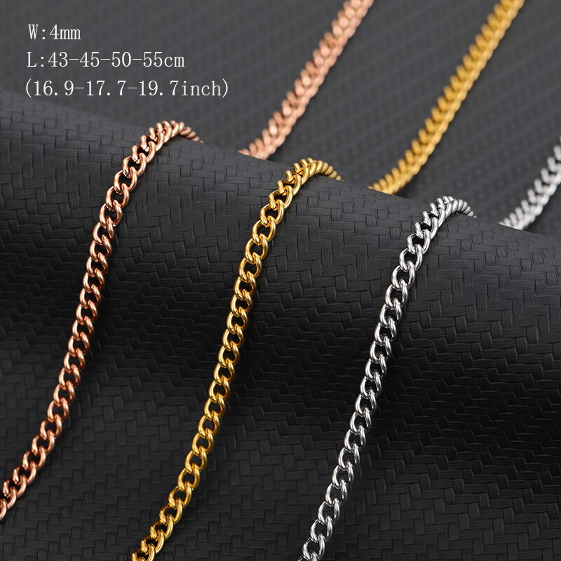 Stainless Steel Necklace for Men Women Curb Cuban Link Chain Chokers Vintage Gold Golor Chains Christmas Gift