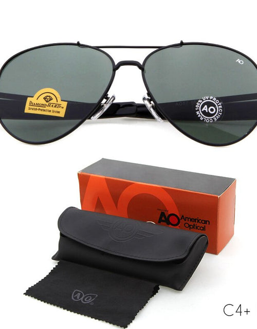 Load image into Gallery viewer, Sunglasses pilot 90s Men Army Military 12K Gold Tint Frame American Optical Lens Sun Glasses with Box OM288B
