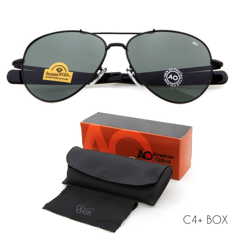 Sunglasses pilot 90s Men Army Military 12K Gold Tint Frame American Optical Lens Sun Glasses with Box OM288B