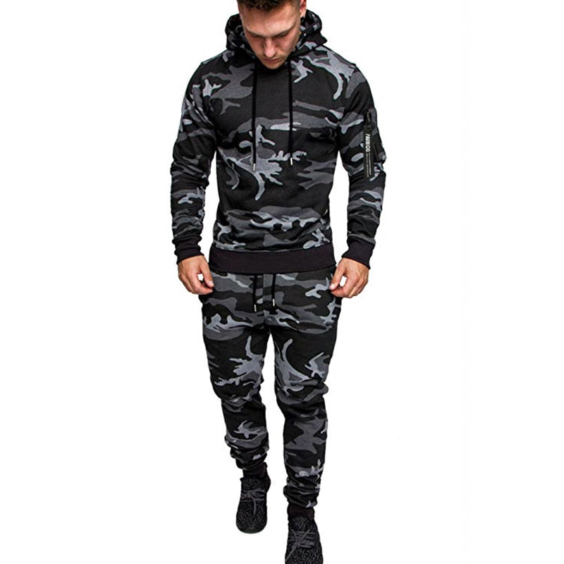 Tracksuit Military Hoodie 2 Pieces Sets Costom Your Logo Camouflage Muscle Man Autumn Winter Tactical Sweat Jacket Pants