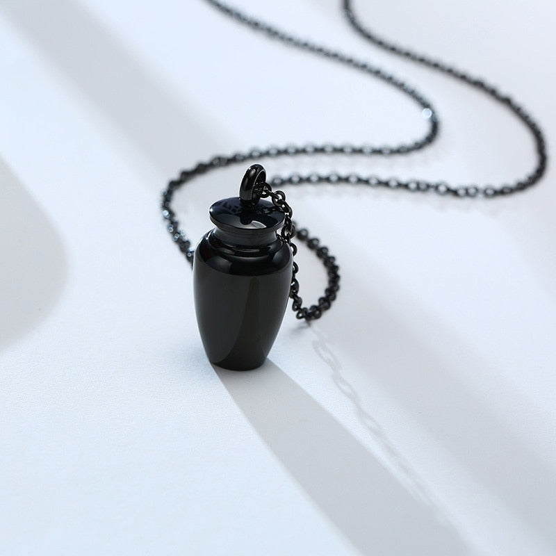 Vnox Openable Earthen Jar Columbarium Shape Pendant for Men Women,Stylish Perfume Holder Ashes Cremation Urn Punk Rock Necklace