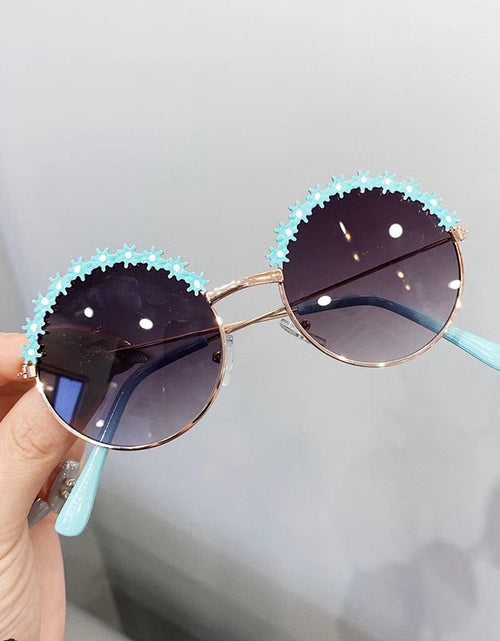 Load image into Gallery viewer, Round kids sunglasses Flower Baby Children Shades Sun Glasses Girls Cute Half Frame Metal Eywear UV400
